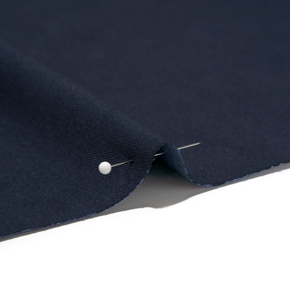 Carbon Brushed Stretch Khaki Twill - Navy - Averill Collection - Detail