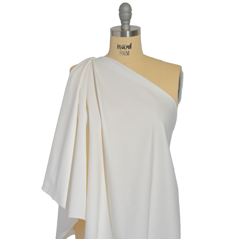 Carbon Brushed Stretch Khaki Twill - White - Averill Collection - Drape