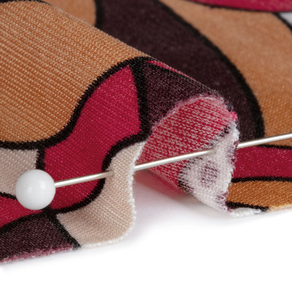 Peach, Eggplant and Magenta Retro Ovals Silk Jersey Folded