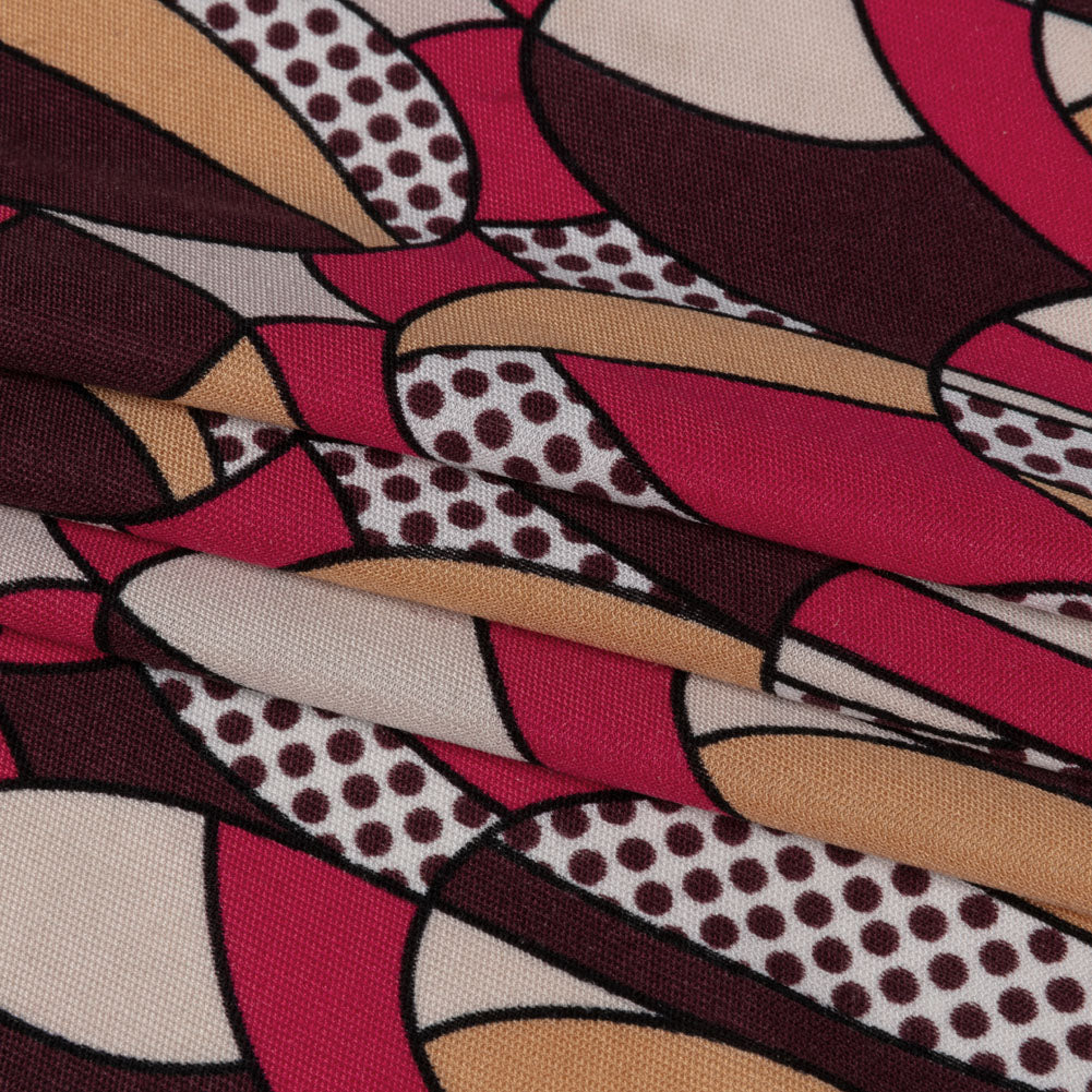 Peach, Eggplant and Magenta Retro Ovals Silk Jersey Full