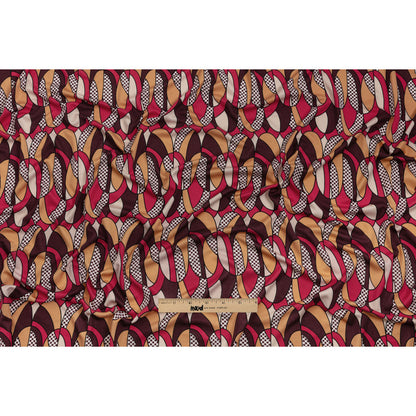 Peach, Eggplant and Magenta Retro Ovals Silk Jersey Drape