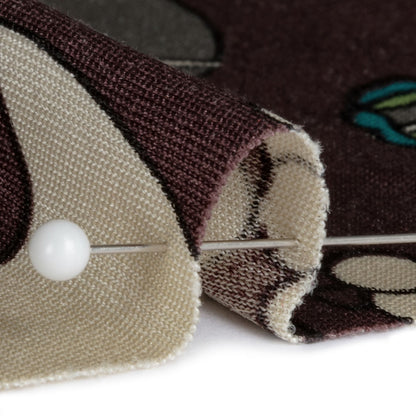 Chocolate, Teal and Cream Floral Silk Jersey Folded