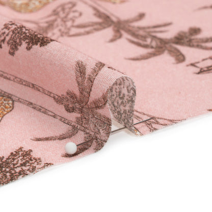 Cotton Gauze - Pink Giraffes and Palm Trees - Mood Exclusive Nairobi Neighbors Print Detail