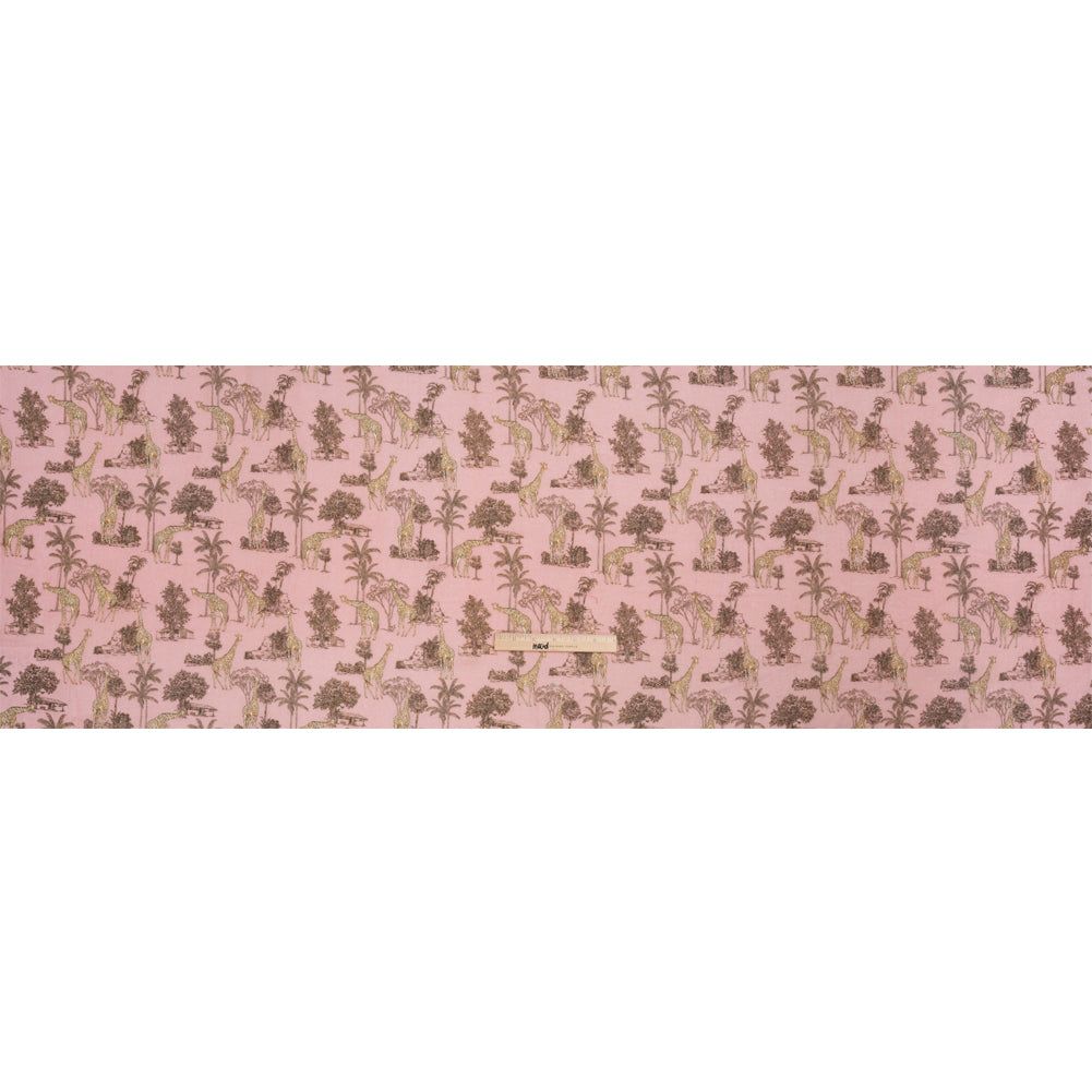 Cotton Gauze - Pink Giraffes and Palm Trees - Mood Exclusive Nairobi Neighbors Print Full