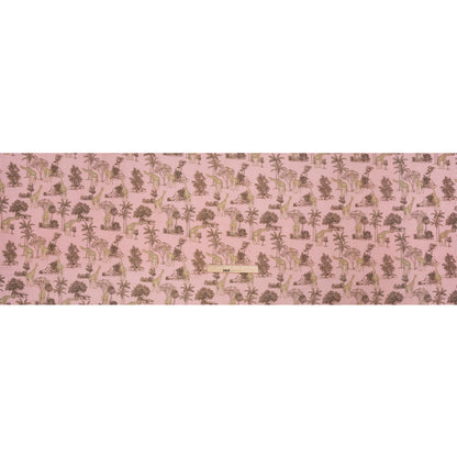 Cotton Gauze - Pink Giraffes and Palm Trees - Mood Exclusive Nairobi Neighbors Print Full