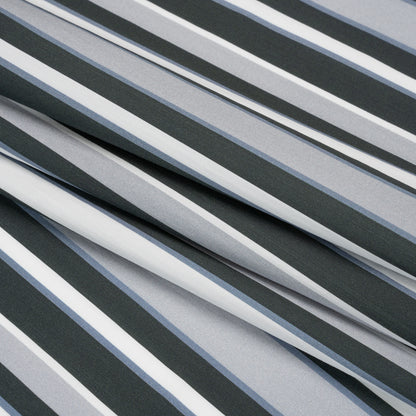 Cotton Poplin Print - Charcoal, Gray and Gray-Blue Stripes - Mood Exclusive Grayscale Stripes Folded