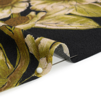 Sustainable Viscose Crepe Print - Black and Leaf Green Floral - Mood Exclusive Dolomite Daisies Folded