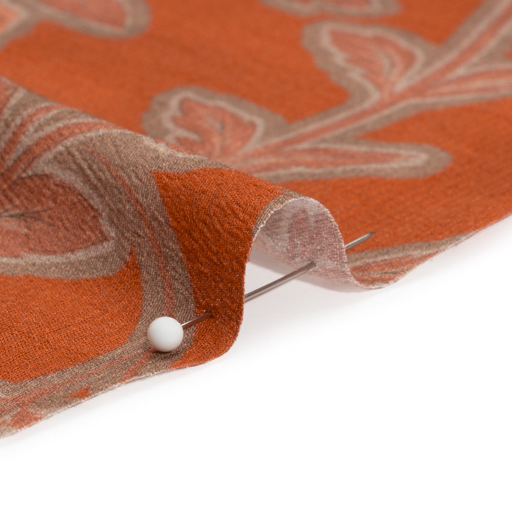 Sustainable Viscose Crepe Print - Beige, Peach and Red Floral - Mood Exclusive Saffron Lawn Folded