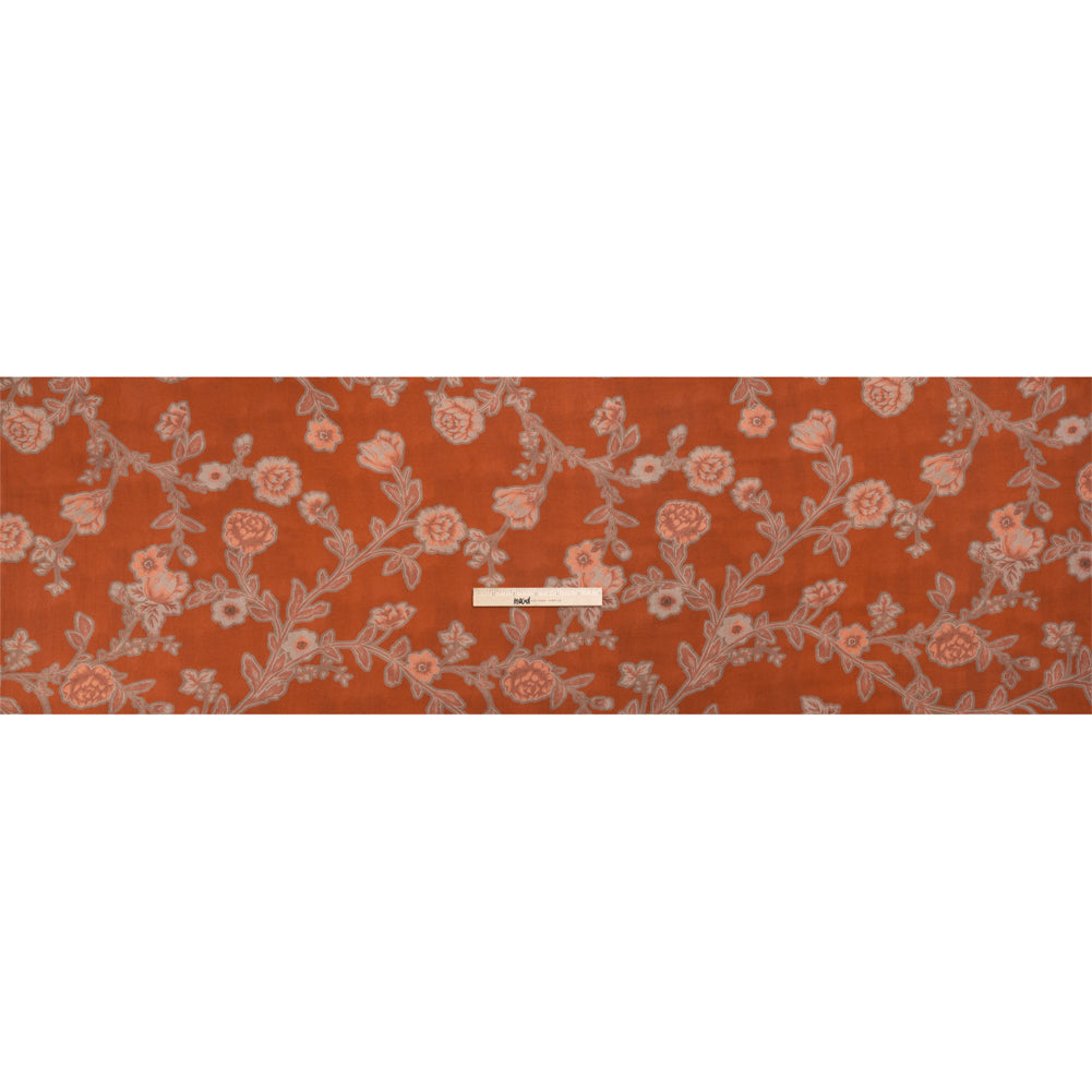 Sustainable Viscose Crepe Print - Beige, Peach and Red Floral - Mood Exclusive Saffron Lawn Drape