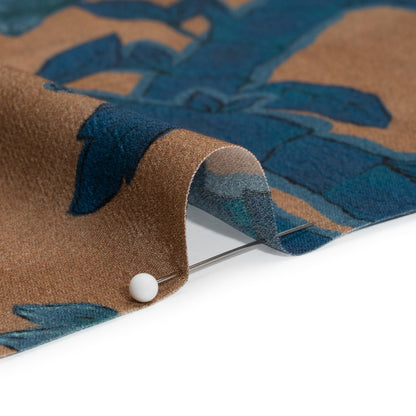 Sustainable Viscose Crepe Print - Blue and Brown Floral Ogee Lattice - Mood Exclusive Intertwined Vines Folded