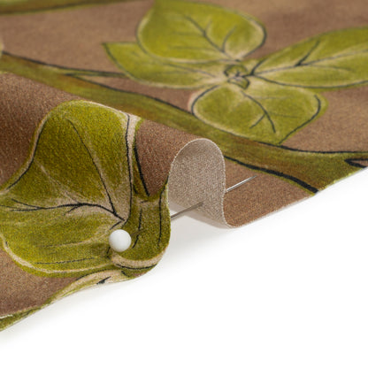 Sustainable Viscose Crepe Print - Brown and Leaf Green Floral - Mood Exclusive Dolomite Daisies Folded