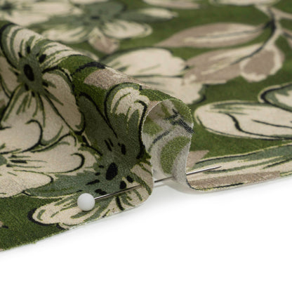 Sustainable Viscose Crepe Print - Green and White Floral - Mood Exclusive Crowded Fields Detail