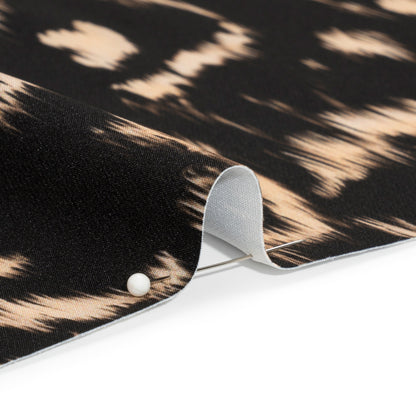 Stretch Polyester Woven Print - Black Floral Ikat - Mood Exclusive Flowers and Felines Detail