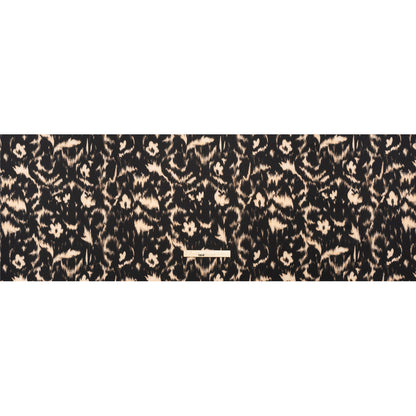 Stretch Polyester Woven Print - Black Floral Ikat - Mood Exclusive Flowers and Felines Full