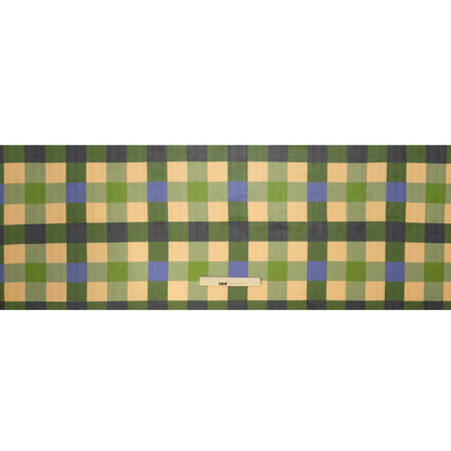 Polyester Chiffon Print with Metallic Pinstripes - Green, Blue and Yellow Plaid - Mood Exclusive Rooks and Bishops Full