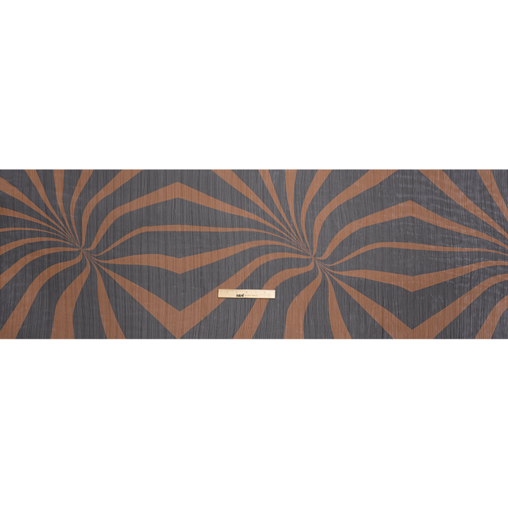 Polyester Chiffon Print with Metallic Pinstripes - Chocolate Brown and Black Abstract - Mood Exclusive Fondue Funhouse Full