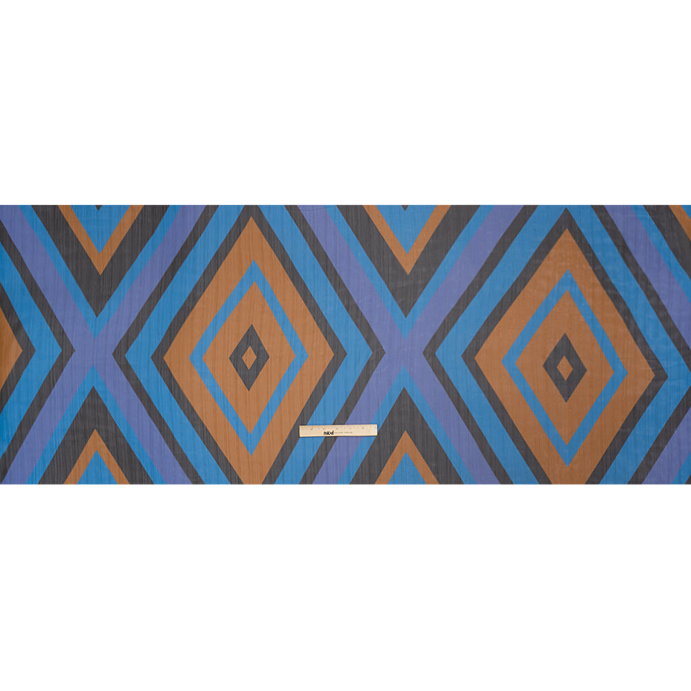 Polyester Chiffon Print with Metallic Pinstripes - Purple, Brown and Blue Diamonds - Mood Exclusive Purely Prismatic Full