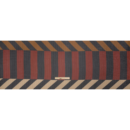 Polyester Chiffon Print with Metallic Pinstripes - Black and Brown Blocky Stripes - Mood Exclusive Shadows and Rays Full