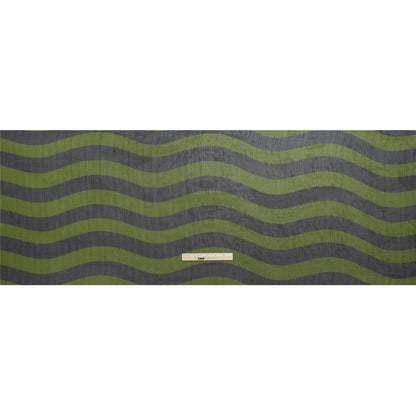 Polyester Chiffon Print with Metallic Pinstripes - Green and Black Wavy Stripes - Mood Exclusive Delray Daze Full