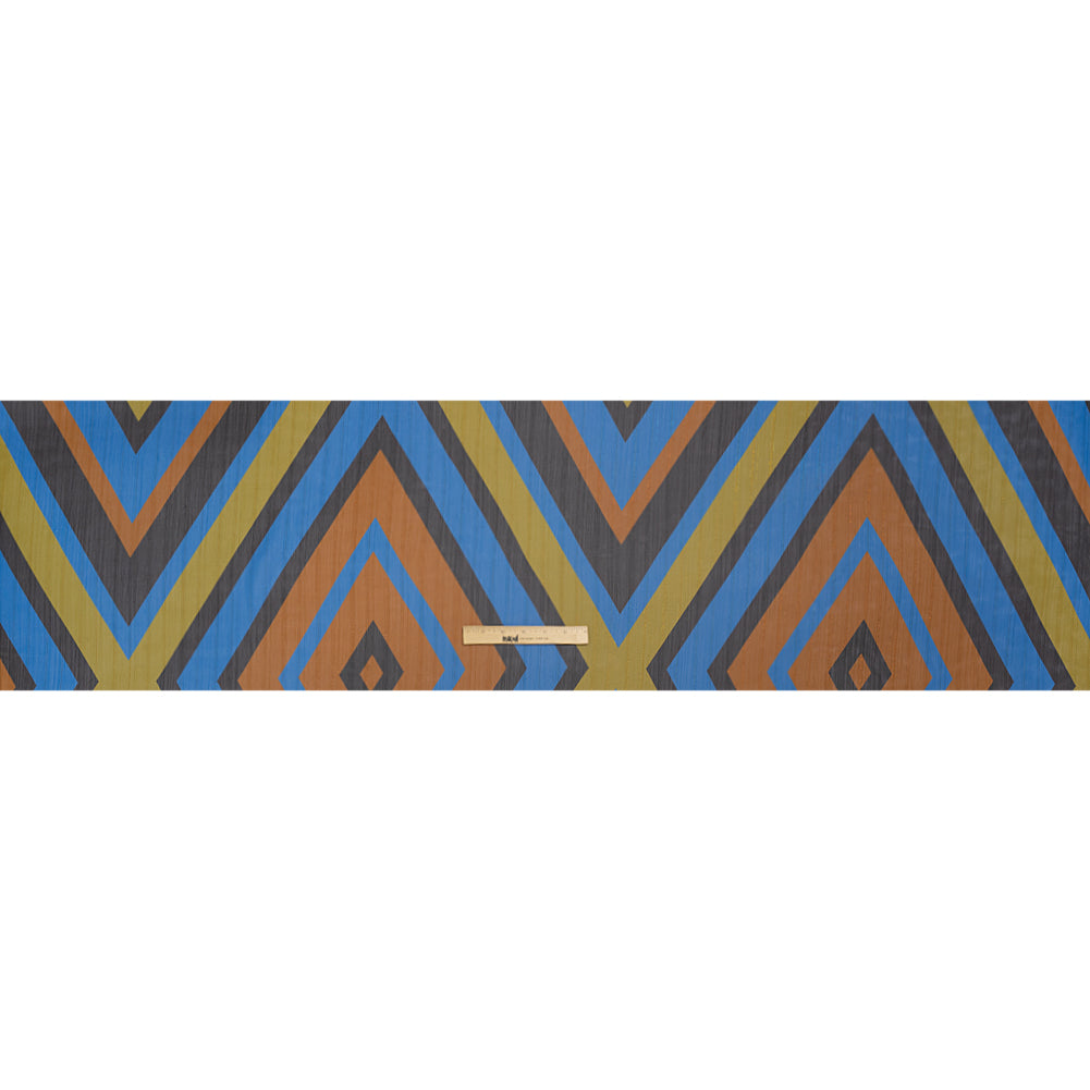 Polyester Chiffon Print with Metallic Pinstripes - Green, Blue and Brown Diamonds - Mood Exclusive Purely Prismatic Full