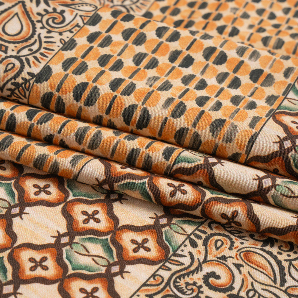 Mood Exclusive Orange Tropic Arrangement Stretch Cotton Sateen Folded