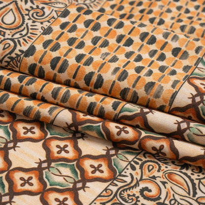 Mood Exclusive Orange Tropic Arrangement Stretch Cotton Sateen Folded