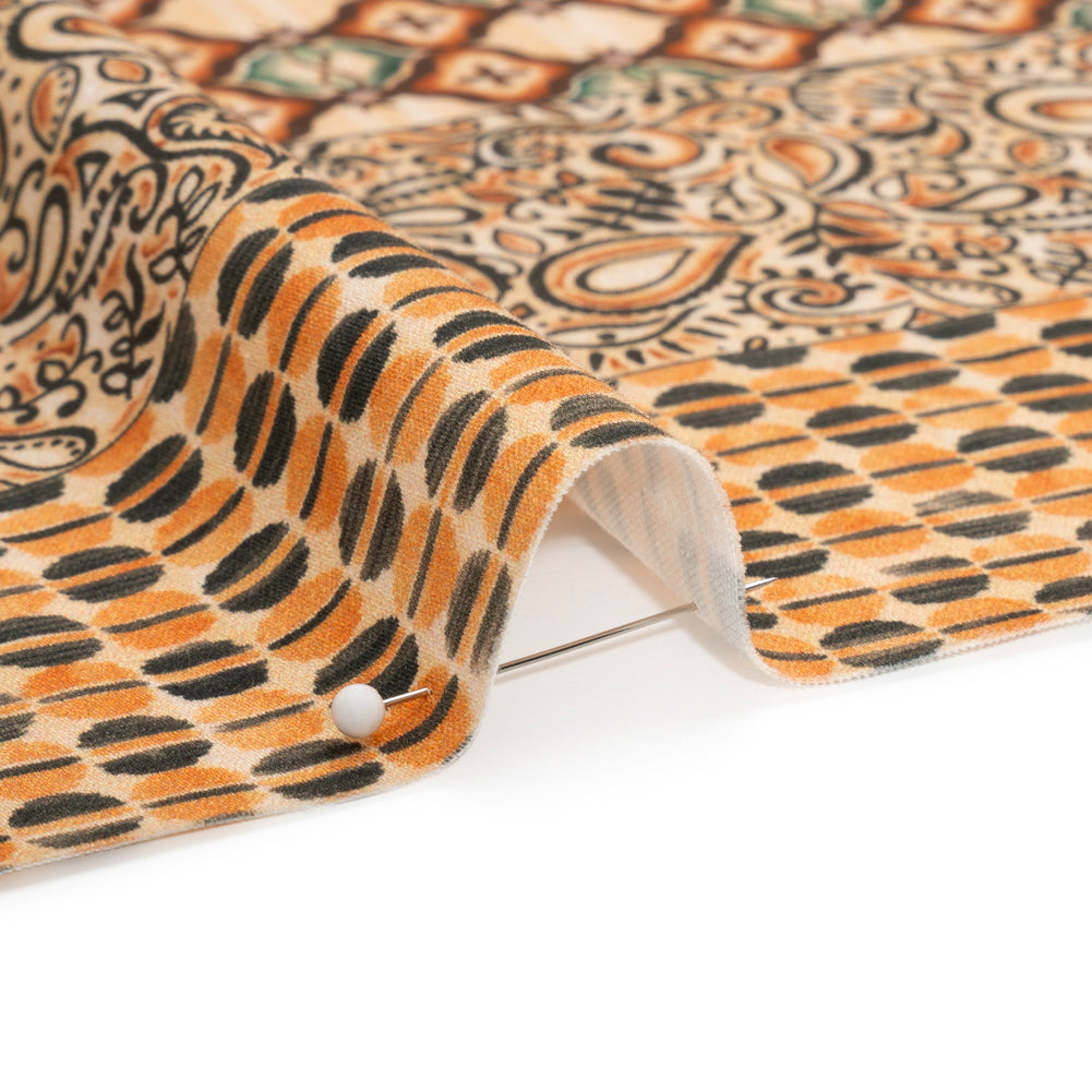 Mood Exclusive Orange Tropic Arrangement Stretch Cotton Sateen Detail