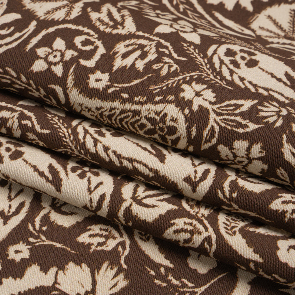 Mood Exclusive Brown Leaves of Grass Stretch Cotton Sateen Folded