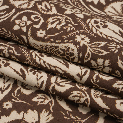 Mood Exclusive Brown Leaves of Grass Stretch Cotton Sateen Folded