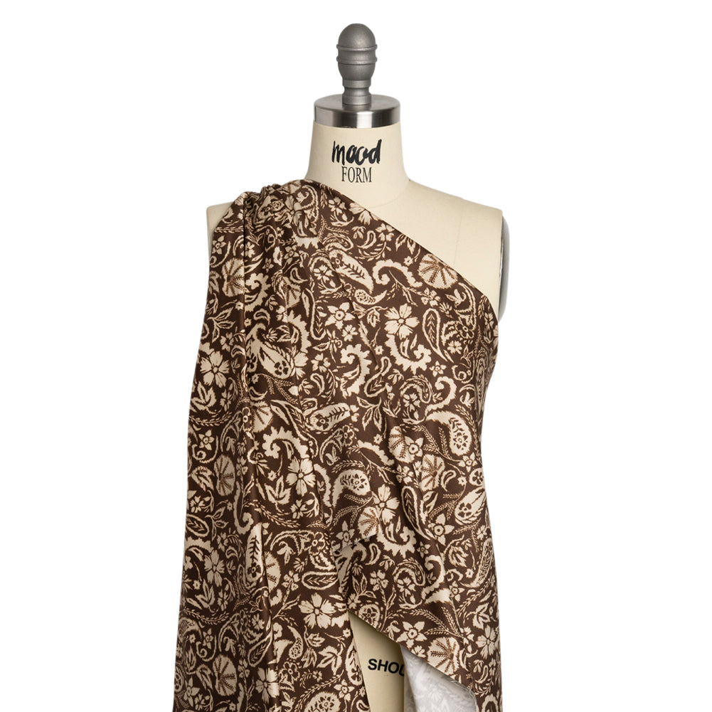 Mood Exclusive Brown Leaves of Grass Stretch Cotton Sateen Drape
