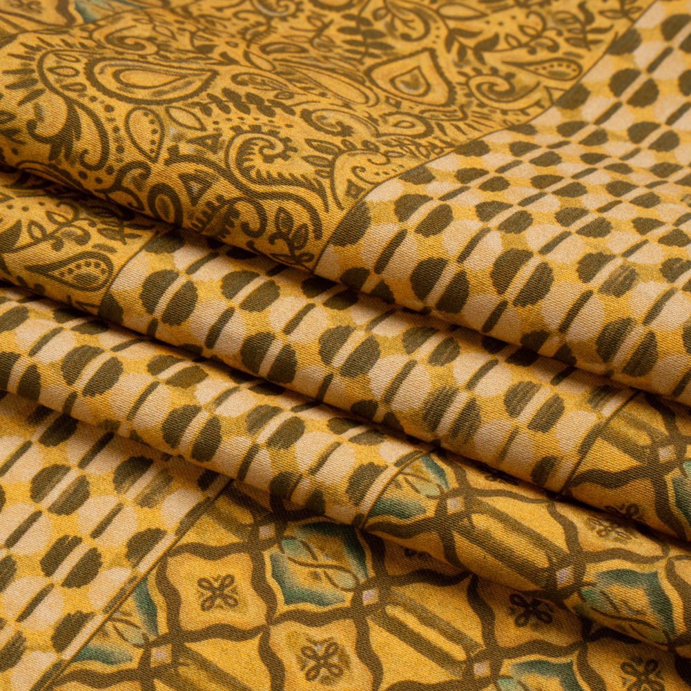 Mood Exclusive Yellow Tropic Arrangement Stretch Cotton Sateen Folded