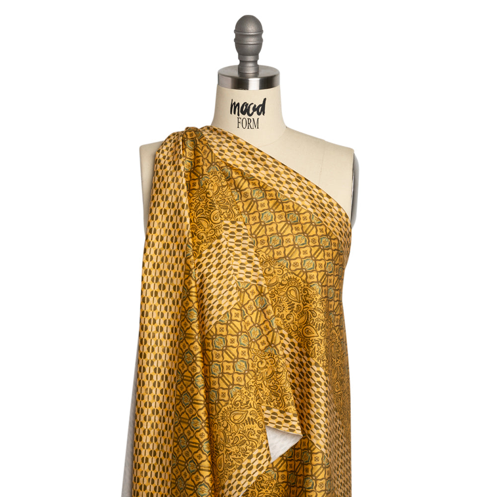 Mood Exclusive Yellow Tropic Arrangement Stretch Cotton Sateen Drape