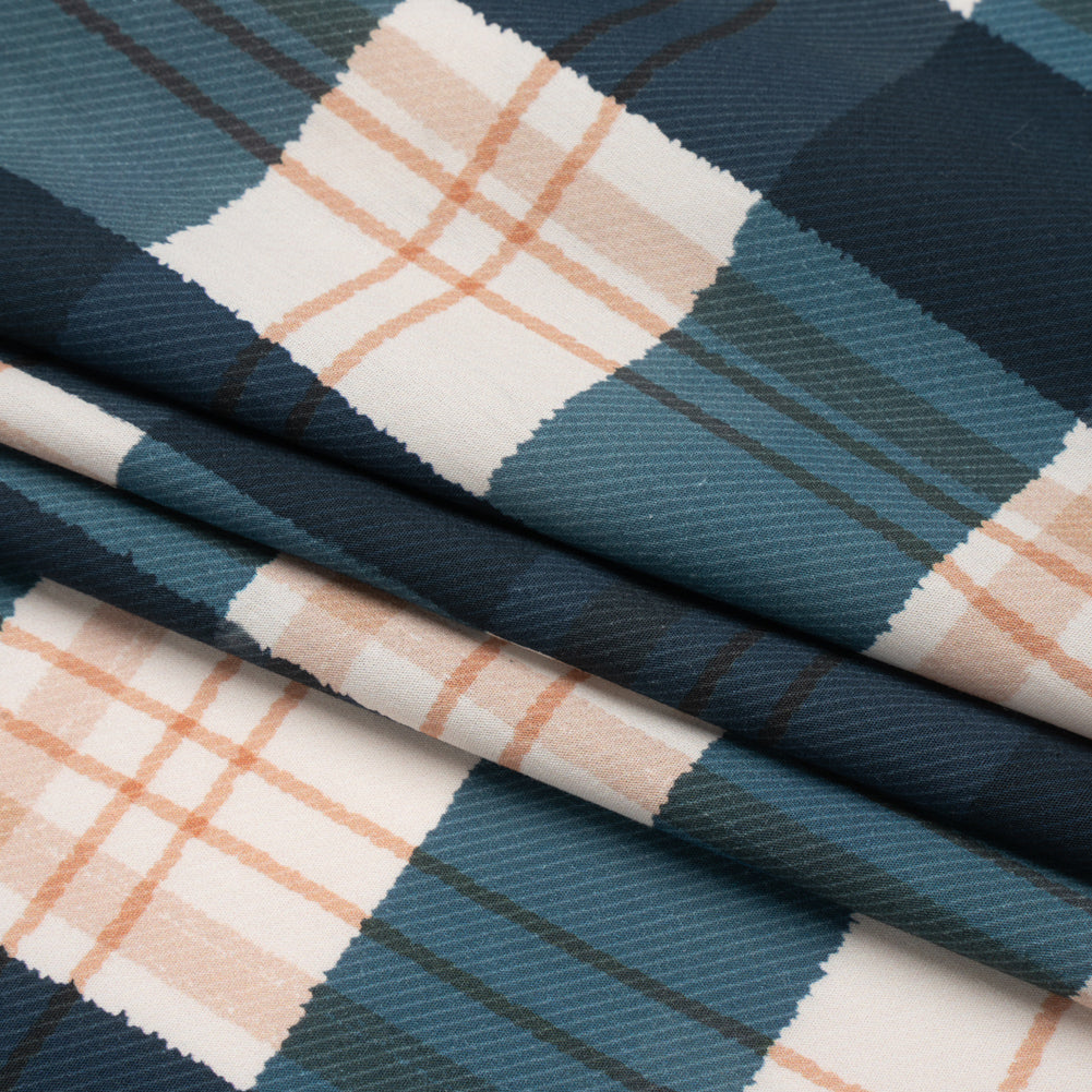 Mood Exclusive Navy Plaid to be Here Cotton Poplin Folded