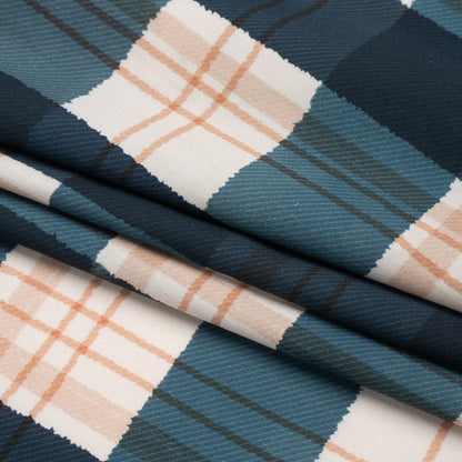 Mood Exclusive Navy Plaid to be Here Cotton Poplin Folded