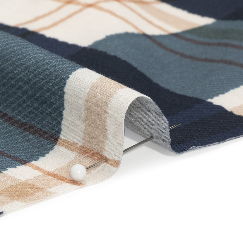 Mood Exclusive Navy Plaid to be Here Cotton Poplin Detail
