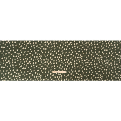 Stretch Cotton Poplin Print - Dark Olive Dinosaur Footprints - Mood Exclusive Jurassic Jubilee Full