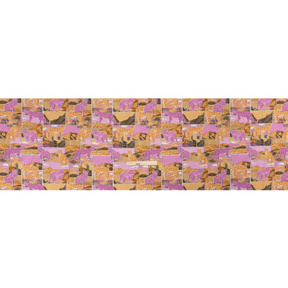 Stretch Cotton Poplin Print - Purple and Orange Big Cats Landscape Patchwork - Mood Exclusive The Meow-ve Desert Full