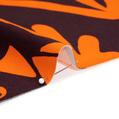 Stretch Cotton Twill Print - Orange and Purple Floral - Mood Exclusive Drawing Delight Detail