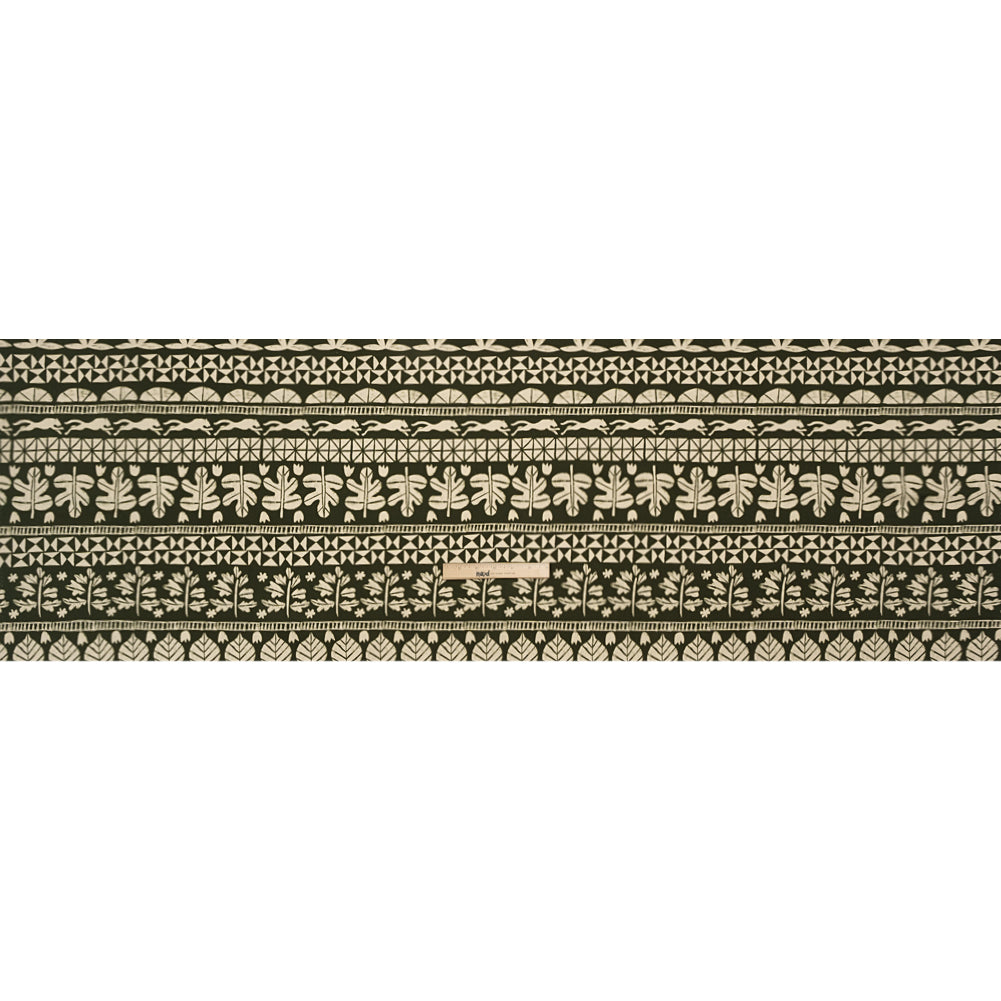 Stretch Cotton Twill Print - Dark Olive Animal, Leaf, and Geometric Stripes - Mood Exclusive Puma Pounce Full