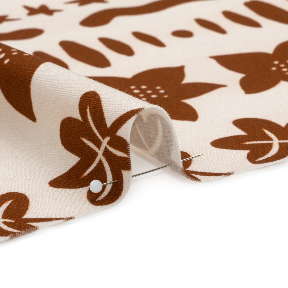 Stretch Cotton Twill Print - Brown Cartoon Objects Stripes - Mood Exclusive Star Anise Detail