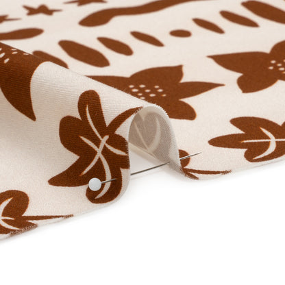 Stretch Cotton Twill Print - Brown Cartoon Objects Stripes - Mood Exclusive Star Anise Detail