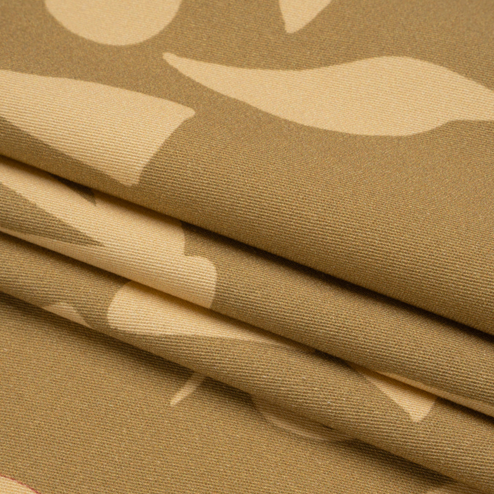 Stretch Cotton Twill Print - Beige and Sage Green Floral - Mood Exclusive Drawing Delight Folded