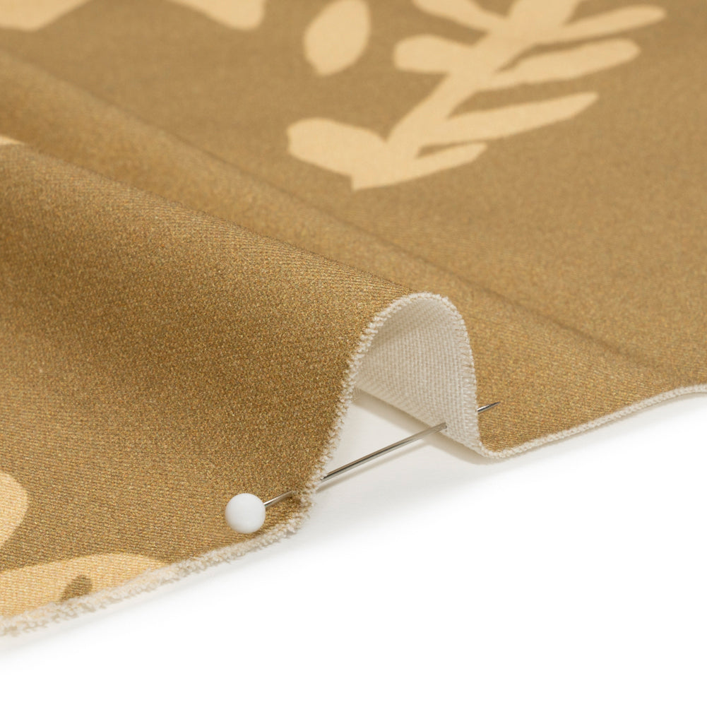 Stretch Cotton Twill Print - Beige and Sage Green Floral - Mood Exclusive Drawing Delight Detail