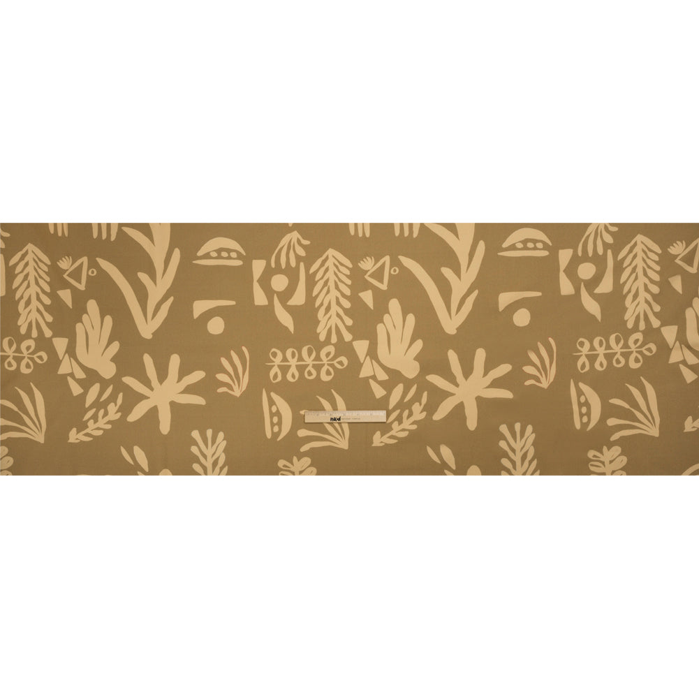 Stretch Cotton Twill Print - Beige and Sage Green Floral - Mood Exclusive Drawing Delight Full