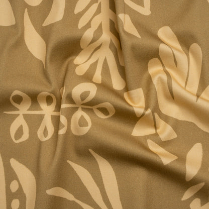 Stretch Cotton Twill Print - Beige and Sage Green Floral - Mood Exclusive Drawing Delight