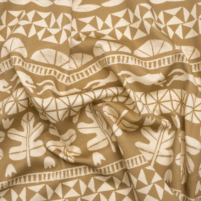 Stretch Cotton Twill Print - Beige Animal, Leaf, and Geometric Stripes - Mood Exclusive Puma Pounce
