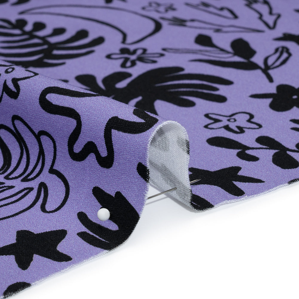 Stretch Cotton Twill Print - Blue and Black Simple Doodles - Mood Exclusive Twin Flame - Detail