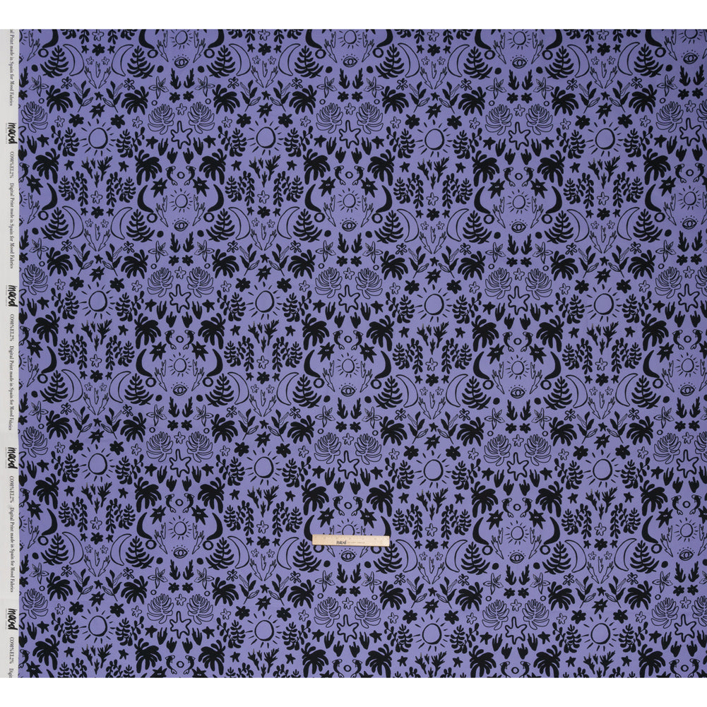 Stretch Cotton Twill Print - Blue and Black Simple Doodles - Mood Exclusive Twin Flame - Full