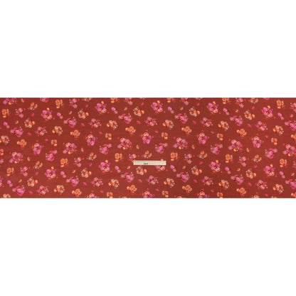 Viscose Crepe Print - Red, Peach and Pink Ikat Floral - Mood Exclusive Rosy Visions Drape