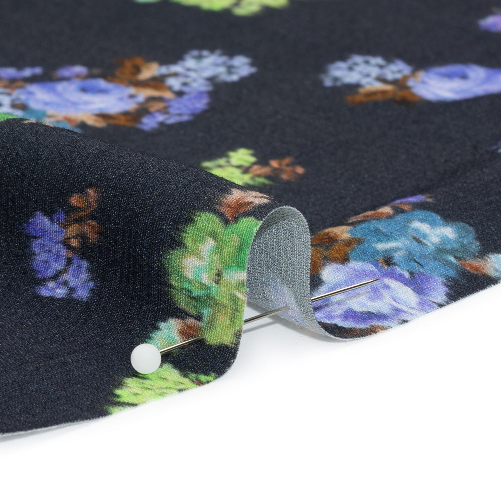 Viscose Crepe Print - Navy, Periwinkle and Lime Green Ikat Floral - Mood Exclusive Rosy Visions Folded